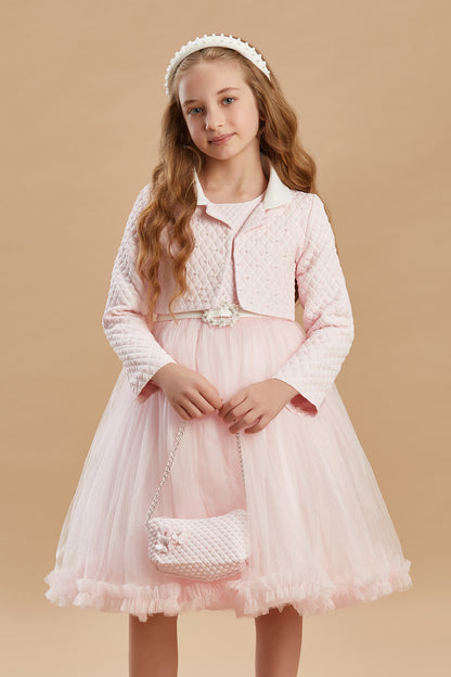 Jacketed Quilted Girl's Dress 3-8 Years