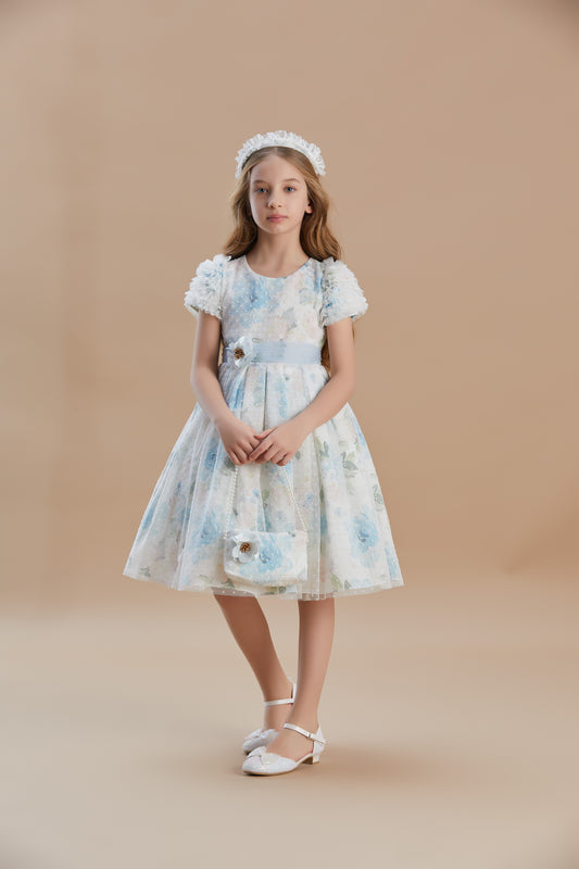 Girls Floral Filok Special Occasion Dress 6-10 Years