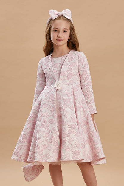 Rose Patterned Kaftan Girls Evening Dresses 3-8 Years