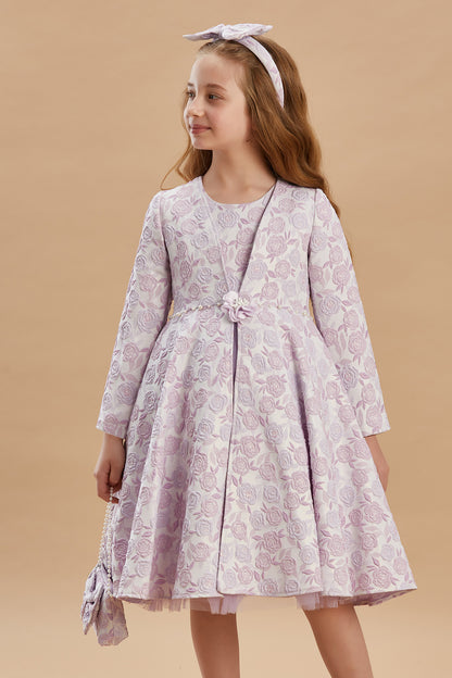 Rose Patterned Kaftan Girls Evening Dresses 3-8 Years