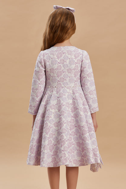 Rose Patterned Kaftan Girls Evening Dresses 3-8 Years