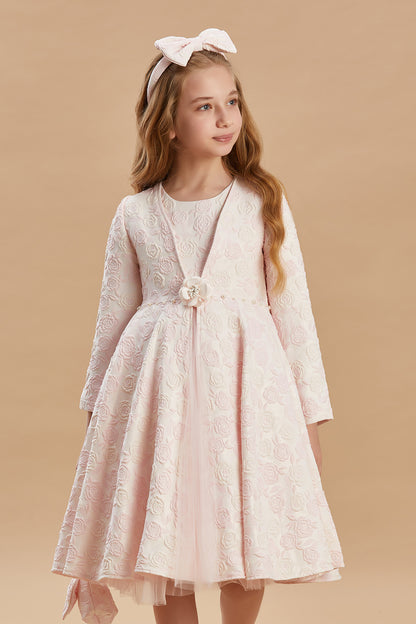 Rose Patterned Kaftan Girls Evening Dresses 3-8 Years