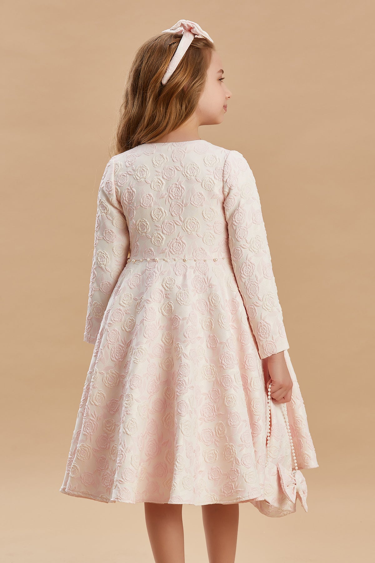 Rose Patterned Kaftan Girls Evening Dresses 3-8 Years